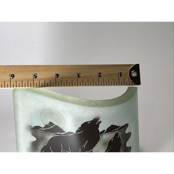 VTG SIKU Aqua Frosted Art Glass Wolf Etching Paperweight Canada Signed E2 - Picture 10 of 10